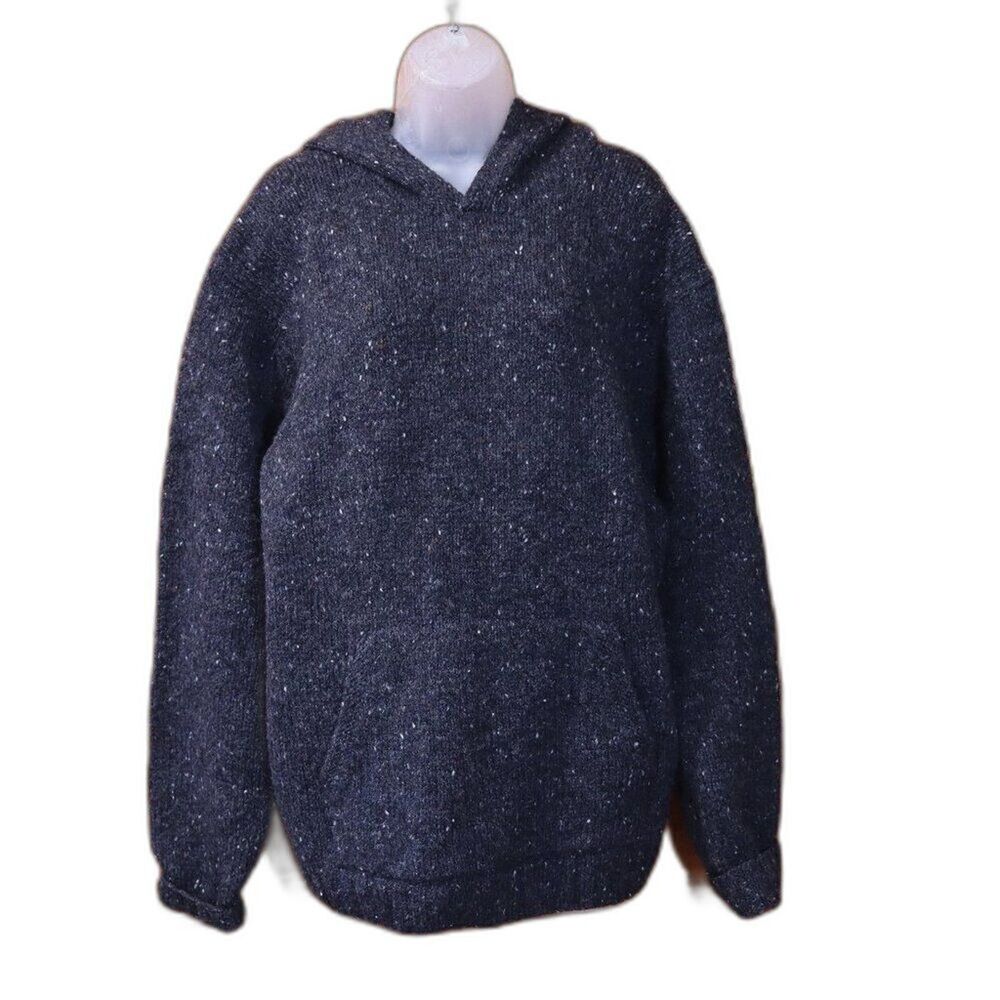 Façonnable Hooded Hand-Knit Wool Pullover Sweater Large French Design